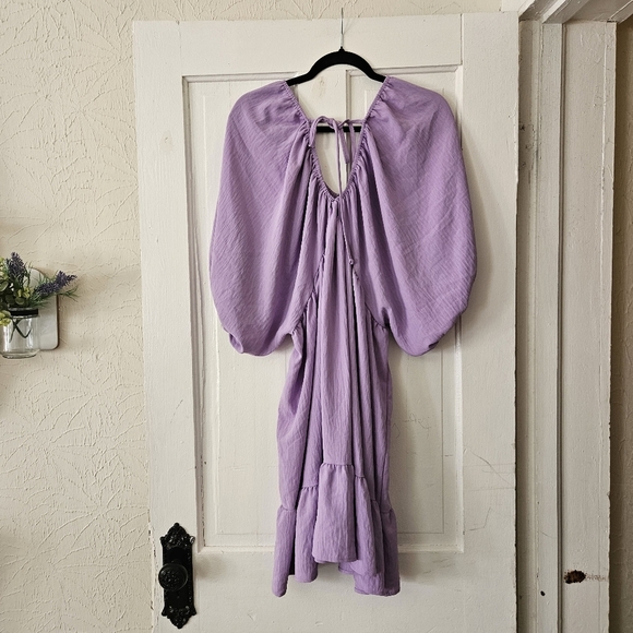 Hailey And Co Women’s Comfort Cutie Lavender Puff Sleeve Mini Dress Size Large - Picture 4 of 6